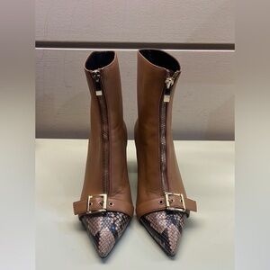 GIOVANNA GRAZZINI MADE IN ITALY LEATHER Black and Brown Heeled Boots Snakeskin